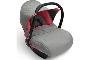 KIDDIBASE Replacement Seat Cover fits Maxi-COSI CabrioFix Group 0+ Infant Carrier - 6 Piece - Set (Fuschia/Grey)