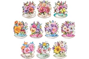 ‎IDEEN MIT HERZ Ideen mit Herz 3-D Motive, ausgestanzt, ca. 7-10 cm, 10 Stück im Beutel | Bilder zum Basteln & Dekorieren | Grußkarten selber machen | Bildmotive für Scrapbooking & DIY-Deko (Blumen in Tassen)