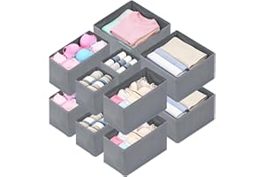 OUXAYAPL 12er-Set Schubladen Organizer, kleiderschrank organizer, Passgenau für Kleiderschrank & Wickeltisch, Faltbare Aufbewahrungsbox aus Stoff für Unterwäsche, Socken, Kleidung, Ordnungssystem (Grau)