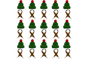 Scinzene Mini Weihnachtsmützen - Kleine Weihnachtsdeko zum Basteln, Mützen für Sorgenwürmchen und Likörflaschen zu Weihnachten