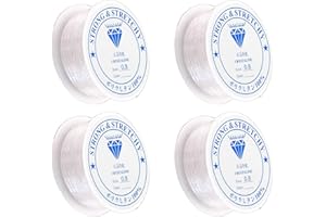 Jxuane 4 Pcs Clear Elastic String, 0.8mm Beading Cords, 6m/Roll for Necklaces Bracelets and Bead Decoration