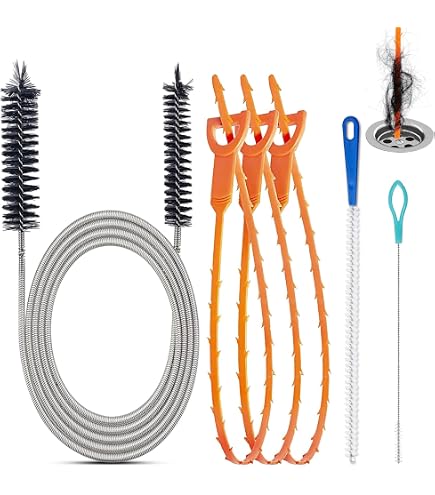 Spazzola Flessibile Per Scarichi 5 Testine In Nylon – Set Di 2 Spazzole Doppia Testa Per Tubi Cucina, Lavandini, Acquari