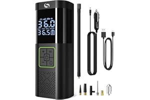 SERVOMASTER Elektrische Luftpumpe Akku 150PSI 12V DC, Tragbar Mini Kompressor mit Manometer, Auto Zubehör für Männer, Luftpumpe Fahrrad mit LED für Auto Motorrad Fahrrad Bälle