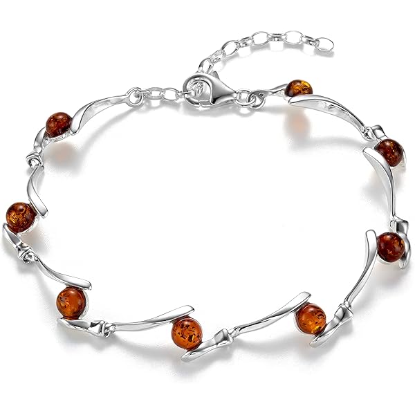925 Argent Sterling & Ambre Baltique Véritable Exclusivité Fleurs