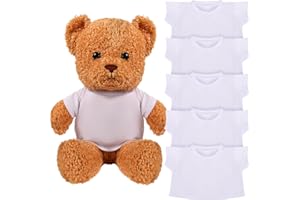 Skylety 6 Pcs Bear Clothes Basic Tee Shirt Classic Stuffed T Shirt Plush Crew Neck for Stuffed Bears Doll with 14 - 18 Inch, Bear Not Included(White)