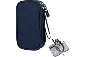 DOGMOON Kabeltasche, Kabeltasche Organizer, Tragbare Kabel Organizer Tasche, Reise Elektronik Zubehör Tasche, Reisekabel Organizer Doppelschicht für Accessories Handy Ladekabel Powerbank USB - Marineblau