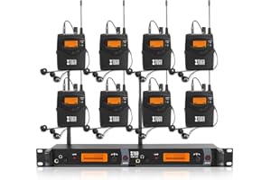 XTUGA IEM1200 Système de Moniteur in Ear sans Fil 2 canaux 8 Bodypacks Monitoring avec écouteur Type sans Fil utilisé pour scène ou Studio, Diffusion en Direct, amplificateur Guitare (8 Bodypacks)