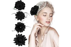 BOFUNX 4pcs Flor Broche Clips de Pelo de Flor Horquillas con Rosas Tocado Pinza para Cabello Accesorios para Bailarina de Flamenco Novia Mujer Niña para Fiestas Sevillana Boda