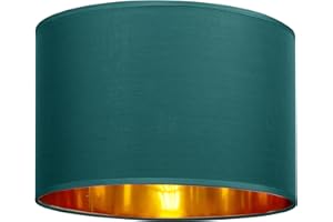 GIGGI Fabric Lamp Shades with Golden Inner Light Shade Ceiling – Modern Lampshades for Ceiling Lights, Lamp Shades for Table Lamps, Floor Lamps, Living Room, Bedroom, Home Décor (Green, 14")