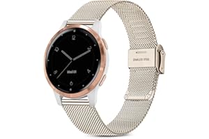 Issinlky Pasek do Garmin Vivoactive 4S/Venu 2S/Vivomove 3S,18mm pasek Stal nierdzewna Metalowy do Fossil kobiet Gen 6/Fossil kobiet Gen 5E/Fossil kobiet Q Venture HR Gen 4