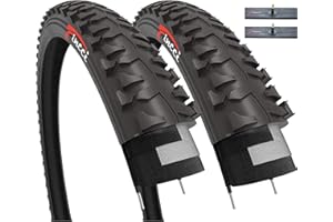 Fincci Par BMX Cubiertas 20 x 1.75 Pulgadas Neumático, 27 TPI - 2X Cámaras de Aire con Schrader Válvula Interior Carretera - para MTB Montaña Hibrida Bici Bicicleta, 47-406 - Paquete de 2