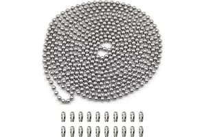 6M Chaîne à Billes, BetterJonny Chaîne en Acier Inoxydable de 4,5 mm avec 20 Connecteurs Correspondants Chaîne Boule Chaîne à Rouleaux Chaîne d'Extension Perlée Chaine pour Fabrication de Bijoux