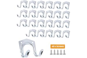 onesto 24 Pack Tool Garage Hooks Garden Tool Storage Organiser Heavy Duty Hooks for Hanging Ladder I 7.5cm x 7cm x 5.5cm with 48screws I Ropes, Garden & Garage Tools