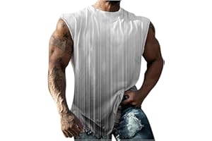 HAOLEI Gym Vests for Men UK Sale Clearance Running Muscle Tank Top Athletic Training Gym Shirts Workout Bodybuilding Vest Printed Cotton Tank Top Cut Off Sleeveless T Shirts