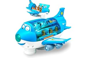 SGTT Toys for Toddlers, Electric Toy Airliner Plane Rotating Airplane Vehicles with Light and Music Airline Toy Vehicle Gift for Kids Boys Girls 3 4 5 6 Year Old and Up, Blue