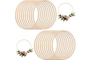 JMIATRY Lot de 20 Anneaux en Bambou, Cercle en Bois, Cerceaux en Bois 20 cm pour Faire Un décor de Couronne de Mariage et Artisanat Mural