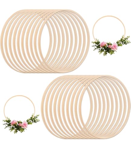 21-tlg. Bambus Holzringe Set - 7 Größen 8-20cm Für Traumfänger & Makramee