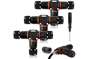 HIMOMO Lot de 3 connecteurs de câble étanches IP68 3 broches 3 voies Ø 3-12 mm en forme de T Noir ABS PVC étanche