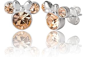 Orecchini Minnie Mouse a Bottone con Pietra Portafortuna Disney da Donna - Orecchini per Ragazze - Gioielli con Pietra Portafortuna - Gioielli Disney