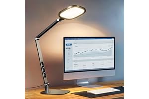 LitONES LED Desk Lamp with Swing Arm for Home Office, 1200LM Dimmable Desk Light for Study, Reading, Adjustable Table Lamp Task Light for Home Working, Desktop Lighting for Video Calls Streaming