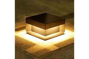 Topmo-plus LED luz de columna exterior solar balizas jardin suelo cuadrada solar Farolas Exterior Iluminación de Tapa suelo 3W negro blanco cálido 20cm Acero inoxidable