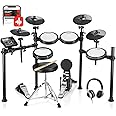 Donner DED-200X Electronic Drum Set, Electric Drum Kit with Quiet Mesh Drum Pads, 2 Cymbals w/Choke, 31 Kits and 450+ Sounds, Throne, Headphones, Sticks, USB MIDI, Melodics Lessons (5 Pads, 4 Cymbals)