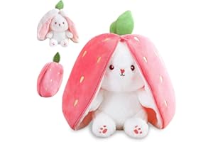 MUNSKT Pluszowe zwierzątko ukryte w kształcie zająca, małe zwierzątko truskawkowe, pluszak, przytulanka, pluszowa zabawka, prezent wielkanocny, prezent urodzinowy dla dziecka (25 cm)