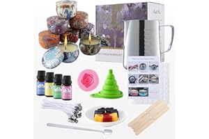 GiftPot Kit per la Fabbricazione di Candele, Set Regalo fai-da-te con 480g di fiocchi di cera d'api, 4 Oli Essenziali, 50 Stoppini e 2 Stampo per Candele, ideale per Principianti
