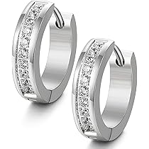 ZEEme 385010001 - Orecchini a cerchio da donna, acciaio