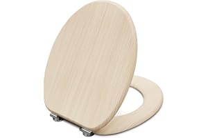 Dombach Abattant WC avec Frein de Chute, Siège de Toilette, Cuvette Toilette en Bois Antibactérienne, Abattant WC Bois, Forme Ovale Antidérapante, Installation Facile, Lunette WC qui Supporte 150 kg