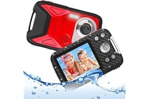 Heegomn Appareil Photo numérique étanche pour Enfants, 16MP Full HD 1080P, Zoom numérique 8X, caméra sous-Marine pour Adolescents/débutants (Rouge)