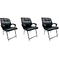 OFFICE SEATING Principal Manager Office Visitor Study Home Reception Chair with arm Rest & Cushion seat Back (3, Z Black, H Type Frame)