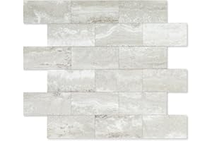 OYASIMI 1 Blatt abziehen und aufkleben Stein Backsplash, Fliesen zum Aufkleben für Backsplash-Küche, Badezimmer, Kamin (30.5 x 30.5cm, Dolomite)