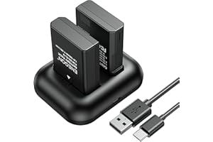 ENEGON Batterie de Rechange (2 Paquets) et kit de Chargeur Rapide pour Nikon EN-EL14/EN-EL14a et Coolpix P7000, P7100, P7700, P7800 DSLR D3100, D3200, D3300, D3400, D5100, D5200, D5300, D5500, DF