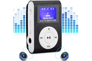 ZUNATE Mini Music Player,USB 2.0 0.8-inch LCD Digital Display Mini Portable MP3 Music Player, Support TF Card,with 3.5mm Earphones and Clip,for Running