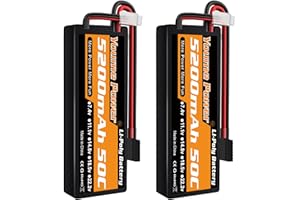 NIHEWO 2S Lipo Battery 5200mAh 7.4V RC Battery 50C Hard Case with Trx Plug Compatible with Traxxas Arrma 1/8 1/10 RC Vehicles Car Truck Buggy Truggy Airplane Drone(2 Packs)