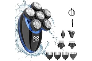 ZORUMAN Head Shaver for Men 6D, Electric Mens Head Shaver 5-in-1 Cordless Head Shavers for Bald Men with LED Display, Rotary Hair Shaver for Head Face Skin IPX7 Waterproof Wet Dry Use