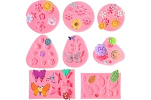 TAIXING 8 Stück Silikonform Blumen, 3D Blumen Fondant Formen Silikon Silikonformen Gießformen, Silikonform Blumen 3D Blume Silikon Seifen Form für Fudge Schokolade Kuchen Dessertdekoration Seife