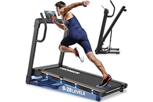 Decorcn Folding Treadmill for Home, 4.5HP, 20 Auto Incline, 1km/h-16km/h, 150KG limited, Running Machine for Heavy People with LED, Bluetooth Speakers, Silent Walking Pad