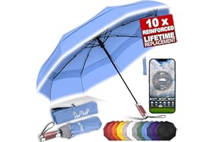 Royal Walk Paraguas Plegable Antiviento para Hombre y Mujer Apertura y Cierre Automático, Compacto y Fuerte, Mango de Madera Real de Lujo, Paraguas Resistente al Viento Reflectante con Doble Cubierta