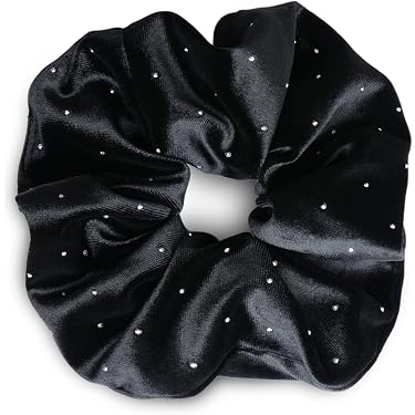 Confezione 3 Scrunchies Velluto - 2 Neri + 1 Bianco - Fermacapelli Elasticizzati - Foto 4