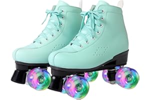 KELODO Rollschuhe für Mädchen/Frauen,Damen Klassische Retro Rollschuhe,4 Glänzend Rädern Rollschuhe für Männer und Jungen,PU Leder Erwachsene Rollschuhe für Innen/Outdoor,ideal für Anfänger