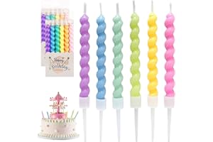 WINBEST Geburtstagskerzen, 12 Stücke Bunte Geburtstagskerzen für Torte, Helical Kerzen Geburtstag, Kuchenkerzen Birthday Candles für Geburtstag, Party, Weihnachten