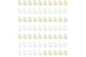 AORHOFJ 70 ciondoli a forma di quadrifoglio, in metallo, per braccialetti fai da te, regalo di addio, portachiavi a forma di quadrifoglio, ciondolo per gioielli, Lega di acciaio