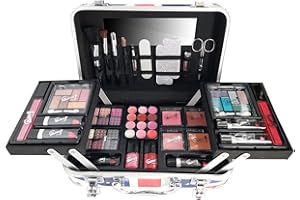 GLOSS ! MAKE UP & ACCESSOIRES Estuche de maquillaje y paleta para mujeres | 60 piezas: rubor, sombra de ojos, lápiz labial, esmalte de uñas | Estuche de almacenamiento | Organizador | Idea de caja de regalo de belleza | BRITÁNICO