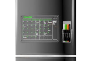 PREVIS BRAND Magnetisk kalender A4 transparent kylskåp (21 x 30 cm) 4 markörer mycket fin spets, transparent skiffer, magneti