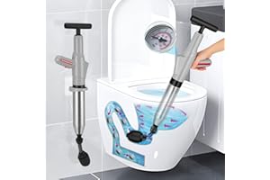 HumiLuft Toilet Unblocker, High Pressure Toilet Plunger with Upgraded 360° Bendable Hose, Hose Balloon and Barometer Suitable for Unblocking Toilets, Sink, Shower, Bathtub, Floor, Drain And Pipe Clog