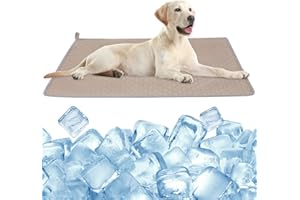 Guittly Dog Cooling Mat 90x72 cm, Ice Silk Breathable Dog Cool Mats, Wear-resistant Pet Cool Mat Pad, Summer Bed Mat for Cats&Dogs (Cocoa Brown, L)