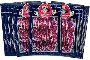 Prosciutto 7 BELLOTAS 100% Iberico di Ghianda | Jamon Bellota Pata Negra Guijuelo | Prosciutto crudo intero con 48 Mesi di Stagionatura Naturale (Affettato 10X100 gr.)