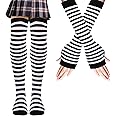 Mayoii Thigh High Socks Fingerless Gloves Set, Long Socks for Women Girls Arm Leg Warmer